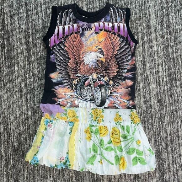 Lola & James Girls Size Medium Mixed Media Ruffle Dress Ride with‎ Pride Floral - Picture 1 of 10